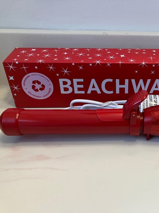 NIB Beaachwaver Co. B 1.25 Rotating Curling Iron, Red Glitter